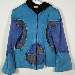 European Style Cosplay Hooded Patchwork Fantasy Wizard Full Zip Women's Large‎